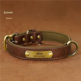 Dog Collar Engraved With Lettering To Prevent Loss Of Neck Collar (Option: Brown-XS)