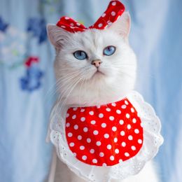Cat Lace Suit Saliva Towel Princess Style Scarf Bib Decoration (Option: Red Polka Dot Set-Less Than Free Size)