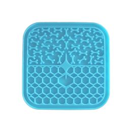 Silicone Dog Licking Pad Slow Food Plate (Color: Blue)