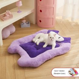 Universal Thickened Fleece-lined Pet Cat Bed Mat (Option: Purple Blanket-S)