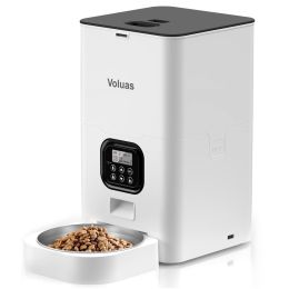 Household Pet Intelligent Automatic Double Meal Feeder (Option: 6L white opaque-EU)