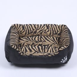 Pet Cushion Mat Square Four Seasons Universal Winter Fleece-lined Warm Dogs And Cats (Option: Tiger Pattern-M)