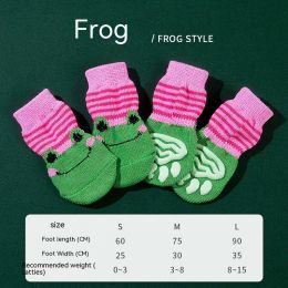 High Quality Non-slip Sole Socks Teddy Corgi Cat Supplies 4 Pack (Option: Frog-M)