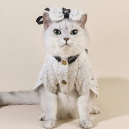 Cat Accessories Classic Style Matching Hat Coat Skirt (Option: White Collar Knot-XL)