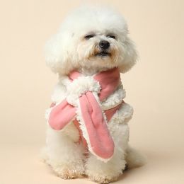 Winter Warm Vest Cat Scarf Pet Clothes (Option: Pink Vest Scarf-XL)